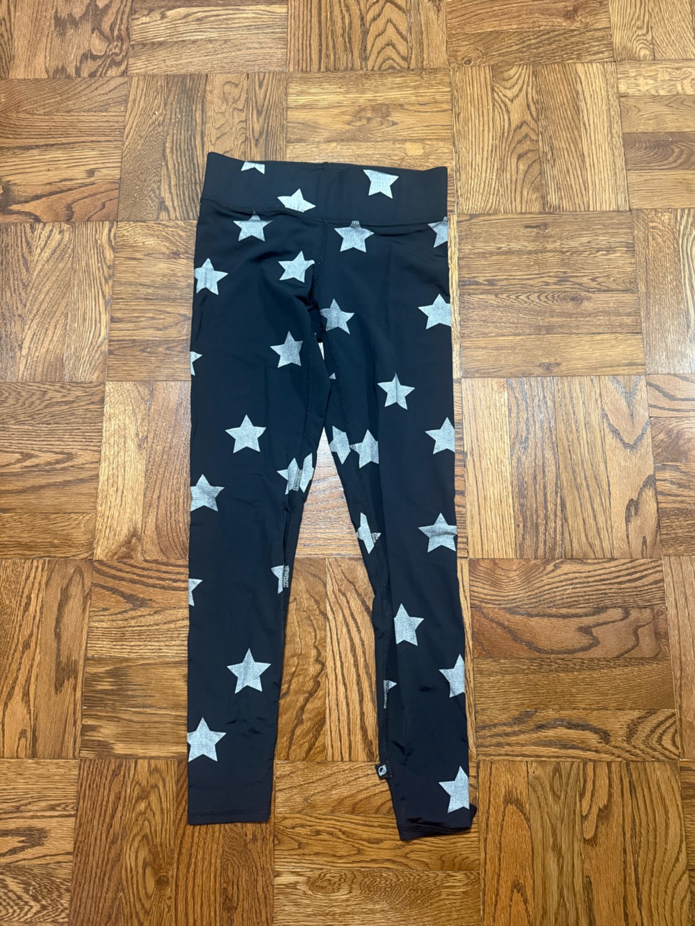 Terez Black Leggings with Silver Star Print
